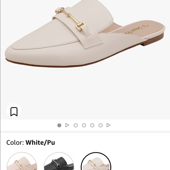 Dune London White Mules with Gold Buckle - Picture 5 of 7